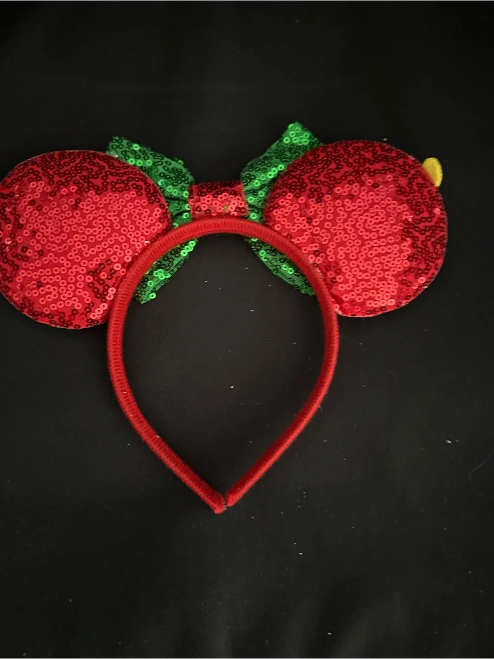 Holiday Reindeer Ear Headband with Green Sequin Bow - Kids Costume
